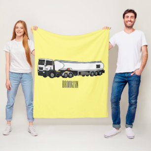 Tanker truck fuel transport cartoon illustration fleece blanket