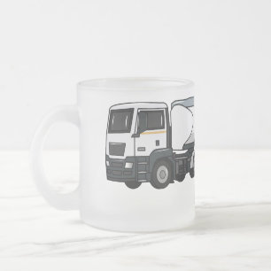 Tanker truck fuel transport cartoon illustration frosted glass coffee mug