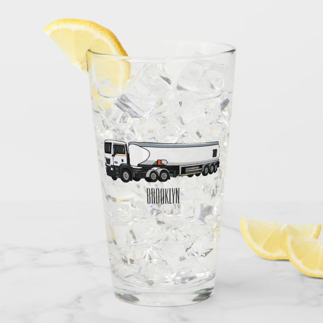 Tanker truck fuel transport cartoon illustration glass (Front Ice)