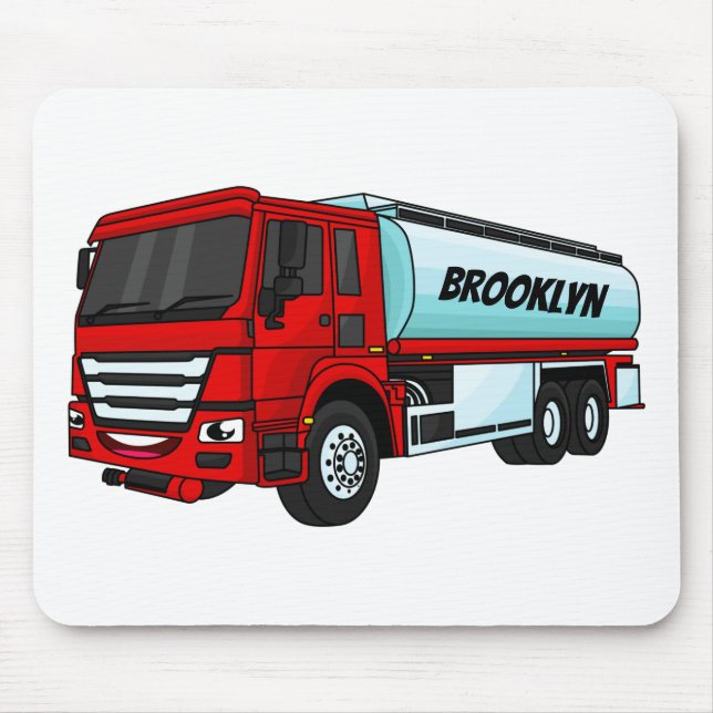 Tanker truck fuel transport cartoon illustration  mouse mat (Front)