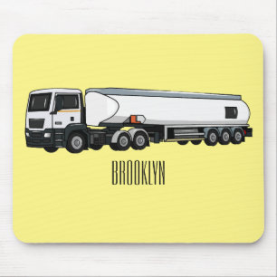 Tanker truck fuel transport cartoon illustration mouse mat