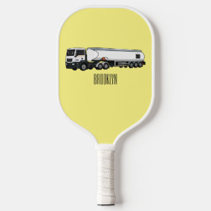 Tanker truck fuel transport cartoon illustration pickleball paddle
