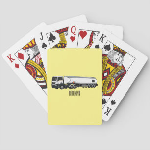 Tanker truck fuel transport cartoon illustration playing cards