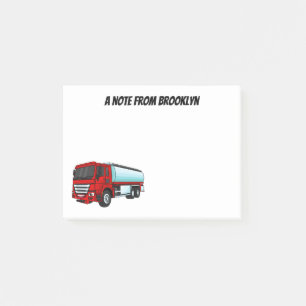 Tanker truck fuel transport cartoon illustration post-it notes