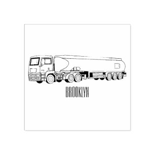 Tanker truck fuel transport cartoon illustration rubber stamp