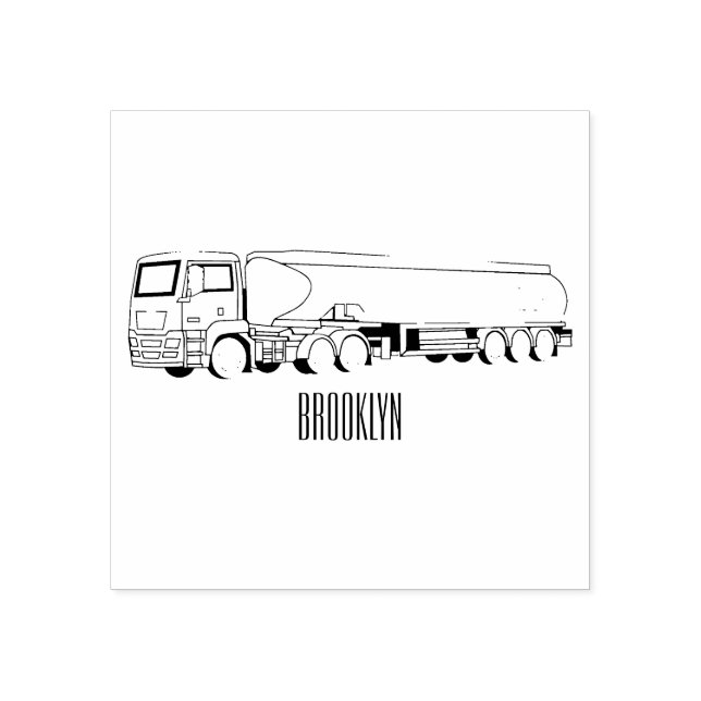 Tanker truck fuel transport cartoon illustration rubber stamp (Imprint)