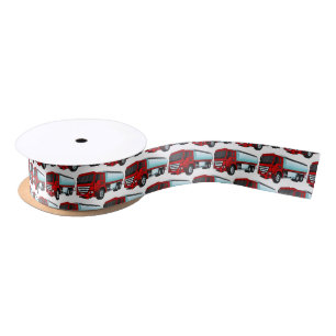 Tanker truck fuel transport cartoon illustration satin ribbon