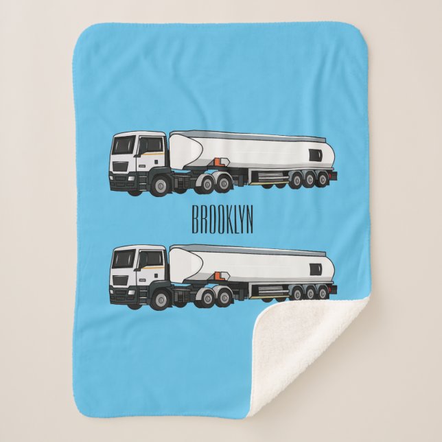 Tanker truck fuel transport cartoon illustration sherpa blanket (Front)