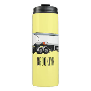 Tanker truck fuel transport cartoon illustration thermal tumbler