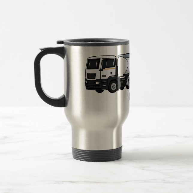 Tanker truck fuel transport cartoon illustration travel mug (Left)