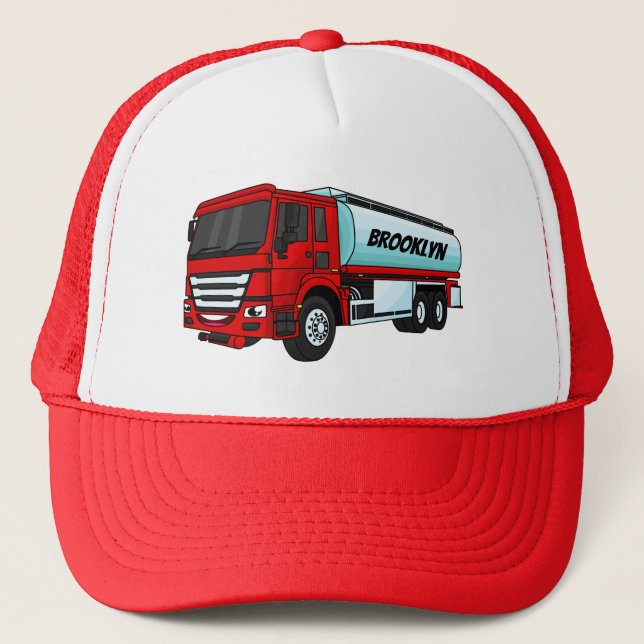 Tanker truck fuel transport cartoon illustration trucker hat (Front)