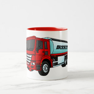 Tanker truck fuel transport cartoon illustration  Two-Tone coffee mug