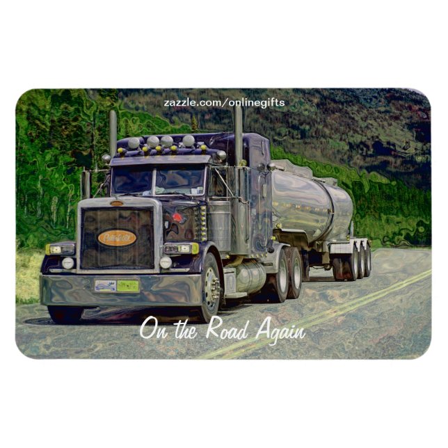 Tanker Truck Highway Driving Art Magnet (Horizontal)