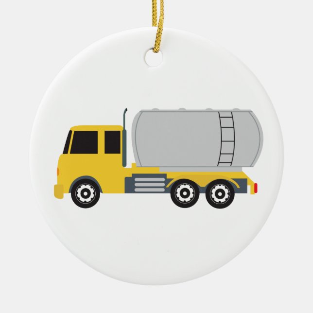 Tanker Truck Transportation Trucks Ceramic Tree Decoration (Front)