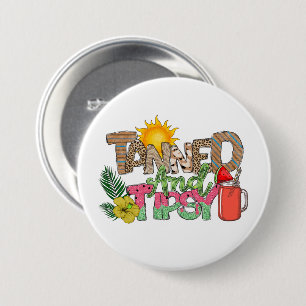 Tanned and Tipsy   Fun Summer Party Design 7.5 Cm Round Badge