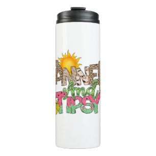 Tanned and Tipsy   Fun Summer Party Design Thermal Tumbler