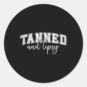 Tanned And Tipsy Summer Beach Vibes Classic Round Sticker