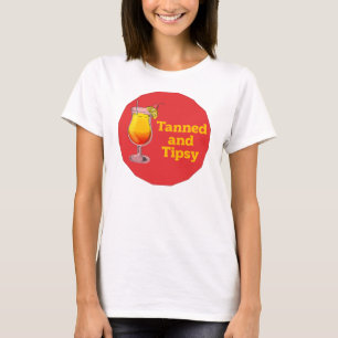Tanned and Tipsy Typography Fun Cocktail T-Shirt