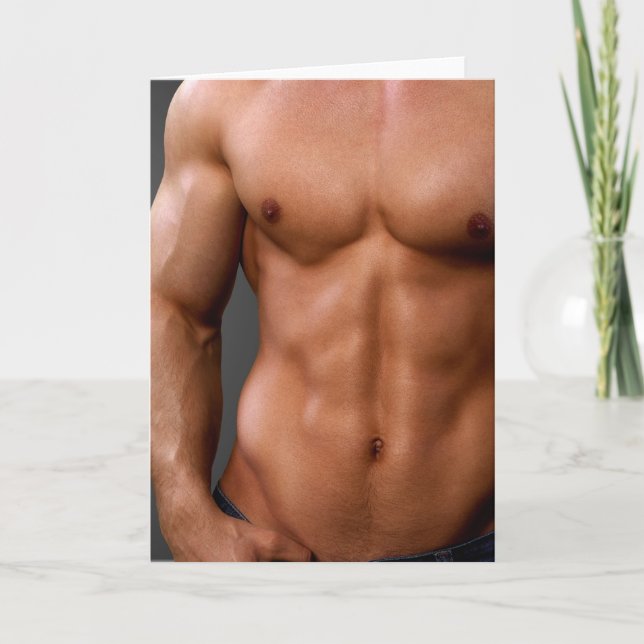 Tanned and Toned Hot Guy Greetings Card (Front)