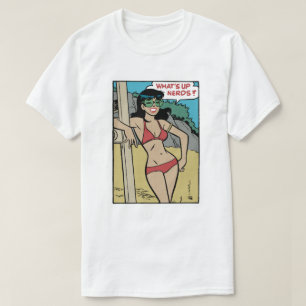 Tanned Beach Bunny Bikini Girl • What's Up Nerds? T-Shirt