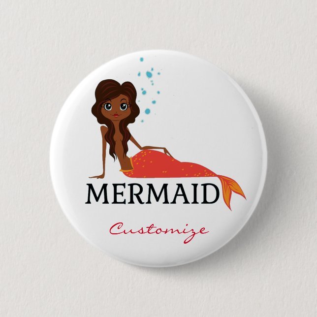 Tanned Brunette Mermaid Thunder_Cove 6 Cm Round Badge (Front)