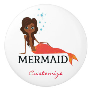 Tanned Brunette Mermaid Thunder_Cove Ceramic Knob