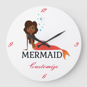Tanned Brunette Mermaid Thunder_Cove Large Clock