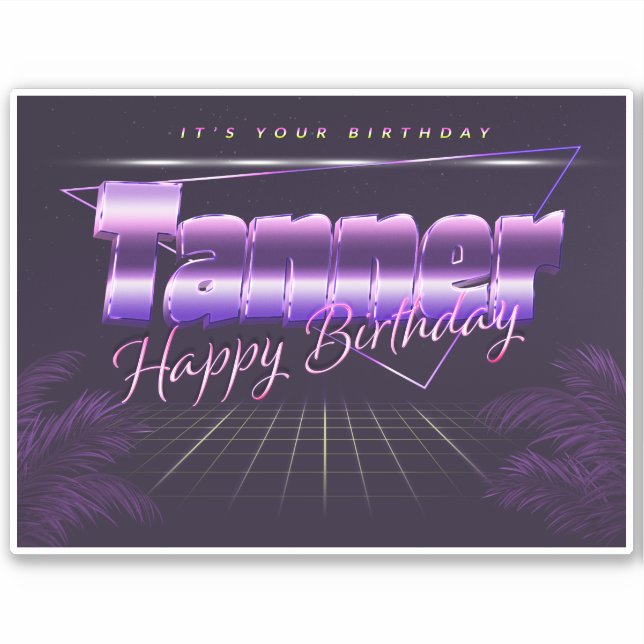 Tanner Name First name lila retro Sticker Birthday (Front)