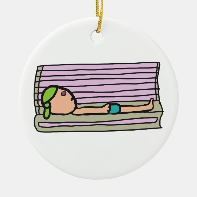 Tanning Bed Ceramic Tree Decoration (Front)