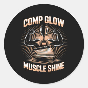 Tanning Bed Comp Glow Fitness Buffs Athletes Men T Classic Round Sticker