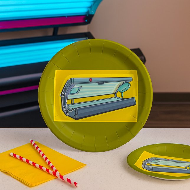 Tanning Bed Retro Spa Paper Plate (Creator Uploaded)