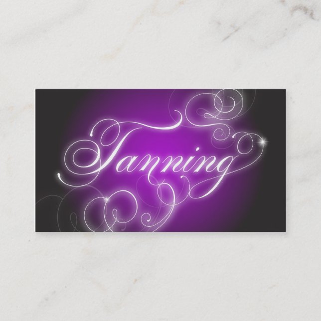 Tanning Business Card Elegant Flourish Glow (Front)