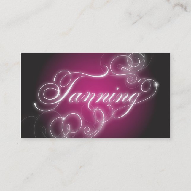 Tanning Business Card Elegant Flourish Glow (Front)
