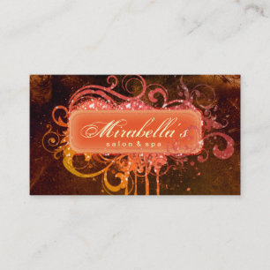 Tanning Business Card Glitter Salon Brown Orange