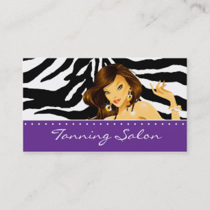 Tanning Business Card Purple Woman Dark