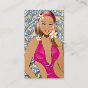 Tanning Business Card Sparkle Zebra Silver Gold