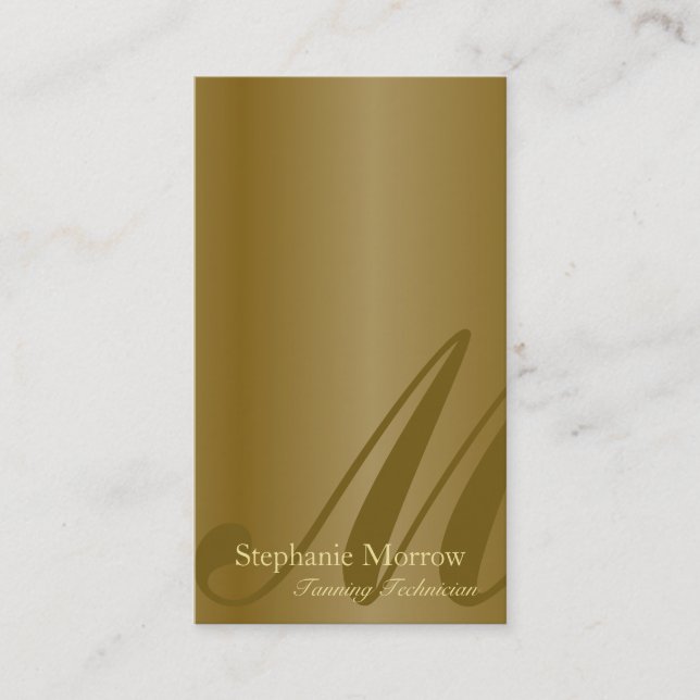 Tanning Salon Business Card Stylish Gold Monogram (Front)