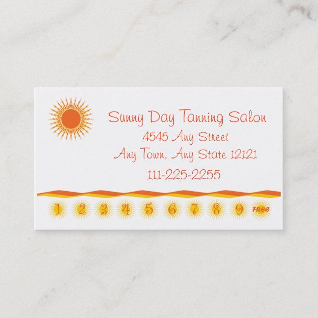 Tanning Salon - Customer Loyalty Punch Card - (Front)
