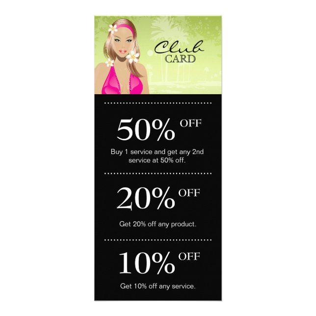 Tanning Salon Marketing Card Loyalty Green (Front)