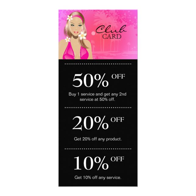 Tanning Salon Marketing Card Loyalty Pink (Front)