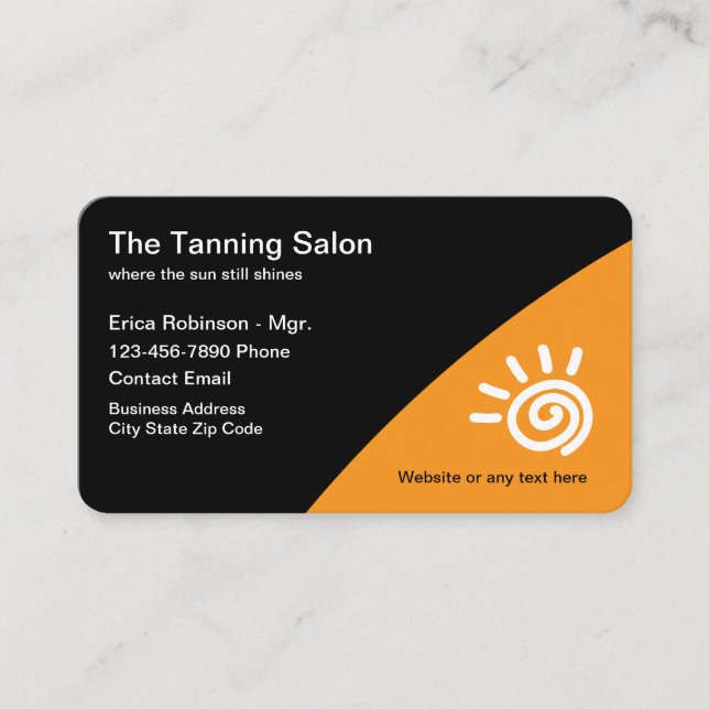 Tanning Salon Modern Business Cards (Front)