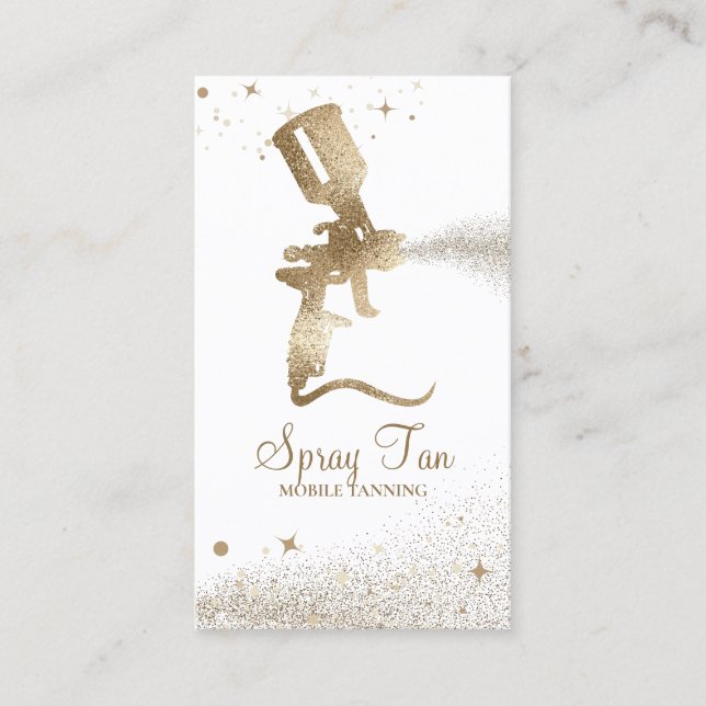Tanning Spray Sparkle Gold Business Card (Front)