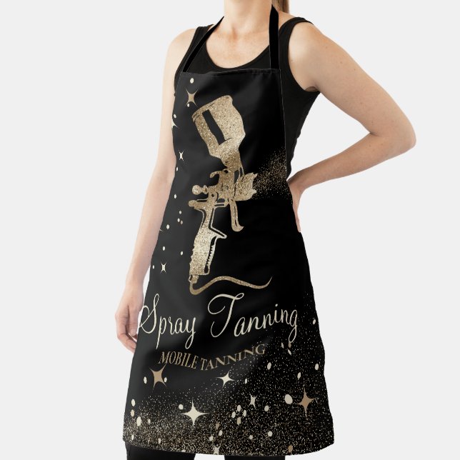 Tanning Spray Sparkling Gold Girly Makeup Business Apron (Insitu)