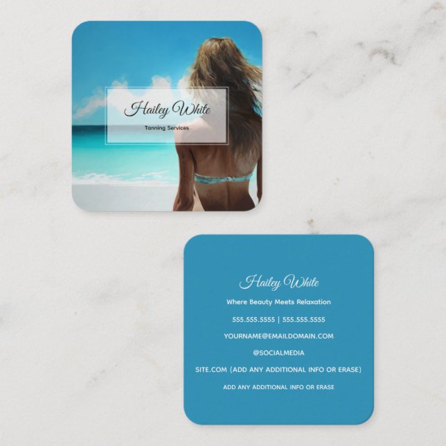 ☀️ Tanning Square Business Card (Front/Back)