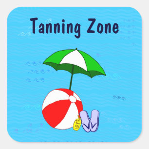 Tanning Zone Beach Ball Pool Umbrella Sticker