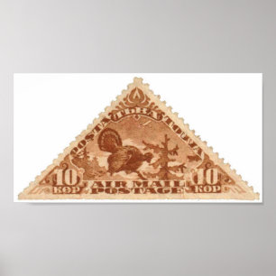 Tannu Tuva 10 Turkey Red Triangle Stamp Portfolio Poster