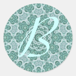 Tantalising in teal initial classic round sticker