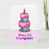 Tanti Auguri Italian Happy Birthday Cake pink blue