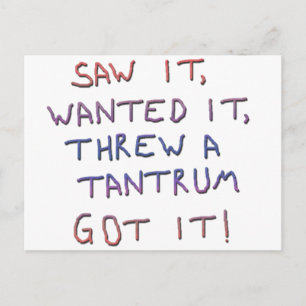 Tantrum copy postcard
