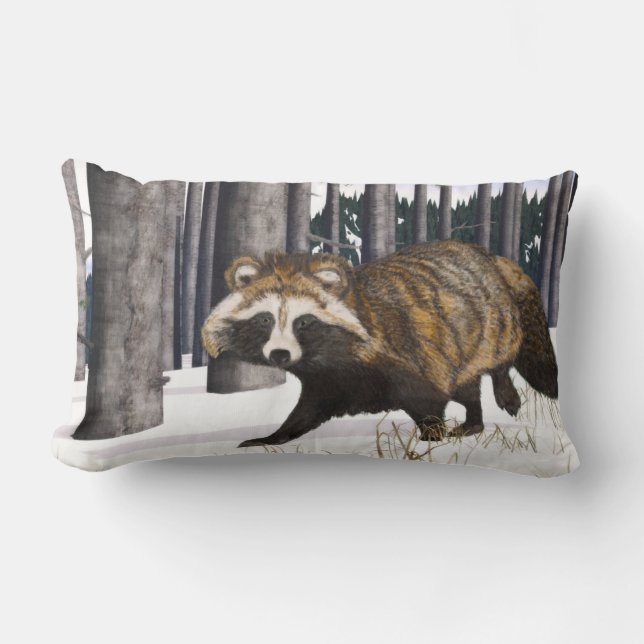 Tanuki - Racoon Dog Lumbar Cushion (Front)